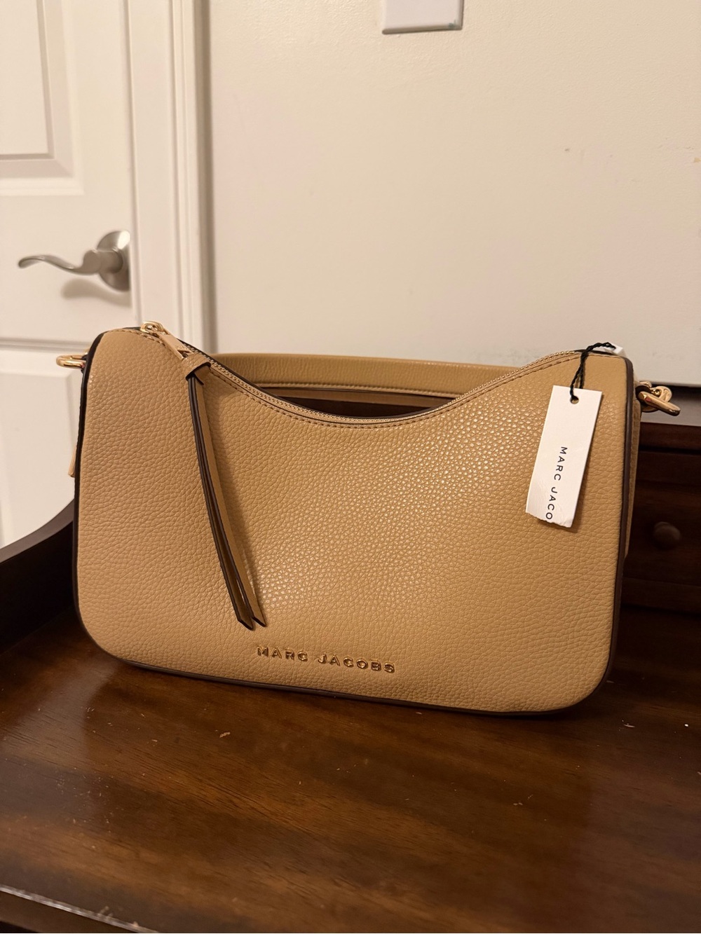 Marc Jacobs Pebbled Leather Shoulder Bag in Beige Tan